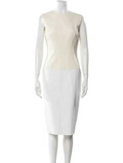 Pre-owned Victoria Beckham Crew Neck Knee-length Dress In Neutral