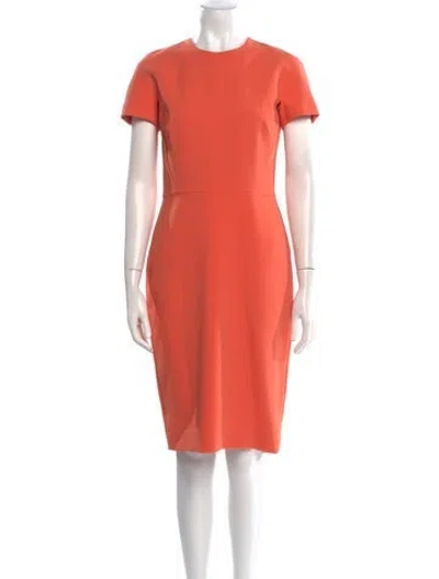 Pre-owned Victoria Beckham Crew Neck Knee-length Dress In Orange