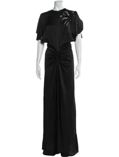 Pre-owned Victoria Beckham Crew Neck Long Dress In Black