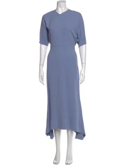 Pre-owned Victoria Beckham Crew Neck Long Dress In Blue