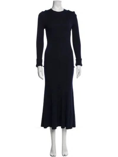 Pre-owned Victoria Beckham Crew Neck Long Dress In Blue