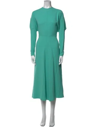 Pre-owned Victoria Beckham Crew Neck Long Dress In Green