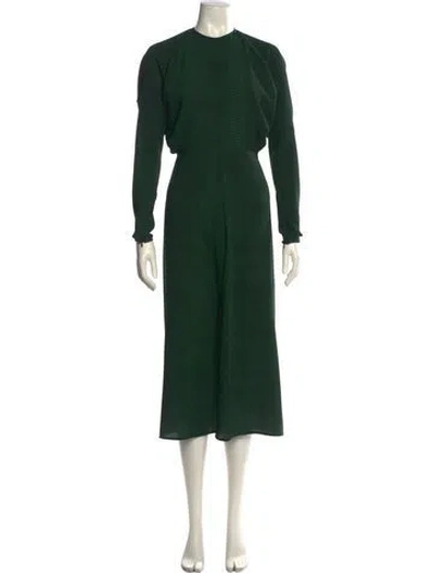 Pre-owned Victoria Beckham Crew Neck Long Dress In Green
