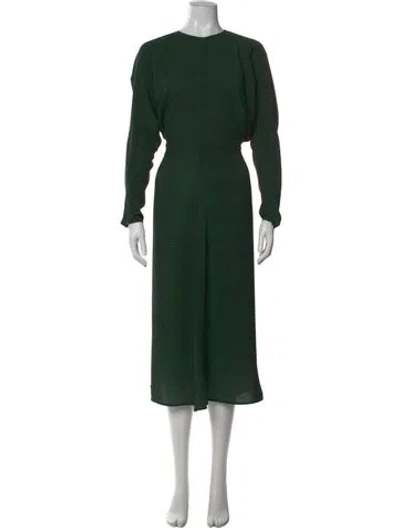 Pre-owned Victoria Beckham Crew Neck Long Dress In Green