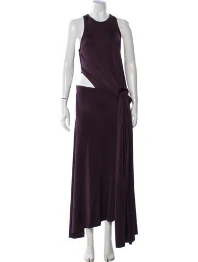 Pre-owned Victoria Beckham Crew Neck Long Dress In Purple