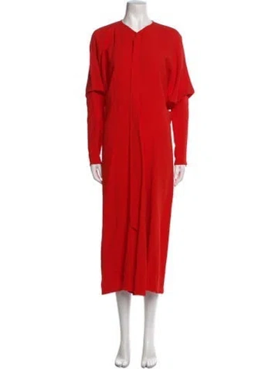 Pre-owned Victoria Beckham Crew Neck Long Dress In Red