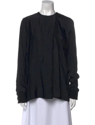 Pre-owned Victoria Beckham Crew Neck Long Sleeve Blouse In Black