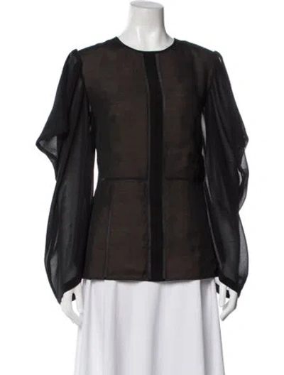 Pre-owned Victoria Beckham Crew Neck Long Sleeve Blouse In Multi