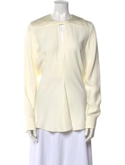 Pre-owned Victoria Beckham Crew Neck Long Sleeve Blouse In Neutral