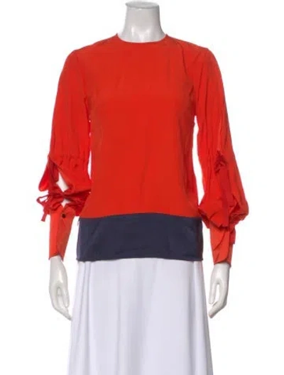 Pre-owned Victoria Beckham Crew Neck Long Sleeve Blouse In Orange