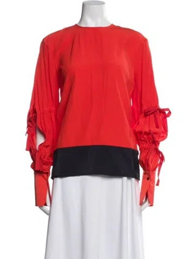 Pre-owned Victoria Beckham Crew Neck Long Sleeve Blouse In Orange