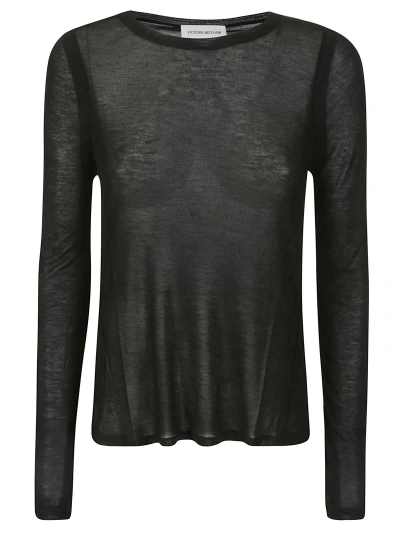 Victoria Beckham Crew Neck Long Sleeve Top In Black