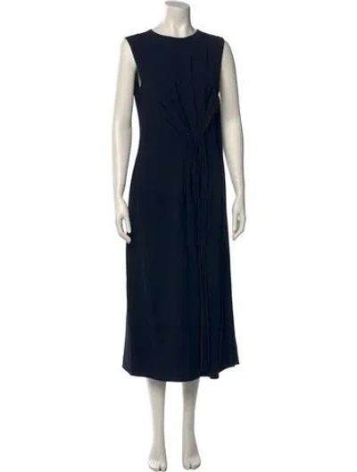Pre-owned Victoria Beckham Crew Neck Midi Length Dress In Blue