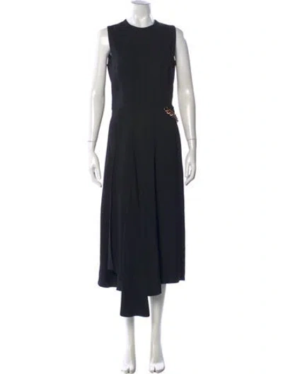 Pre-owned Victoria Beckham Crew Neck Midi Length Dress In Blue