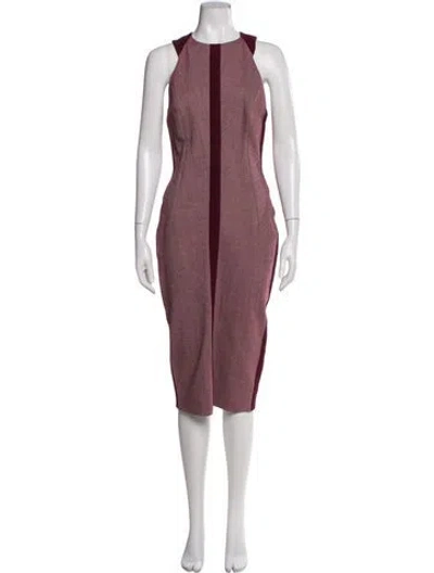 Pre-owned Victoria Beckham Crew Neck Midi Length Dress In Burgundy