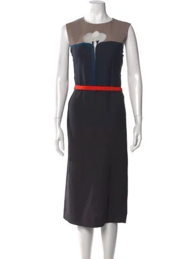 Pre-owned Victoria Beckham Crew Neck Midi Length Dress In Multi