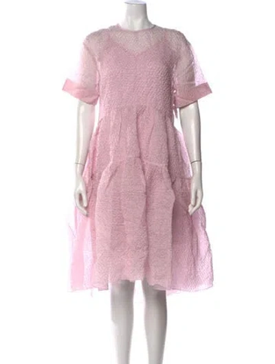 Pre-owned Victoria Beckham Crew Neck Midi Length Dress In Pink