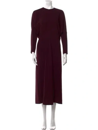 Pre-owned Victoria Beckham Crew Neck Midi Length Dress W/ Tags In Burgundy