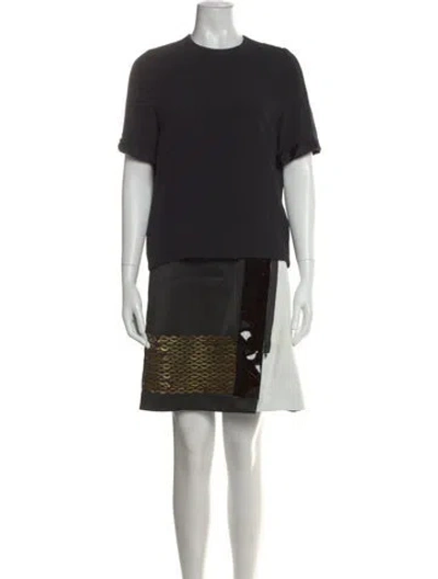 Pre-owned Victoria Beckham Crew Neck Mini Dress In Black