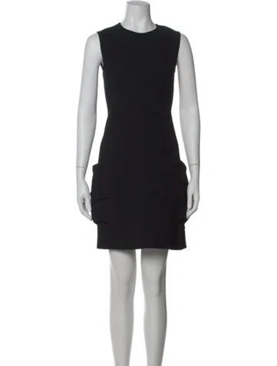 Pre-owned Victoria Beckham Crew Neck Mini Dress In Black
