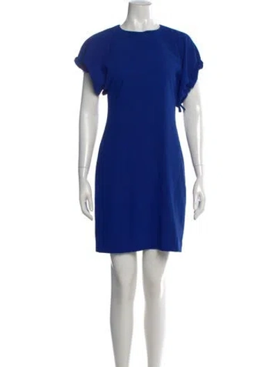 Pre-owned Victoria Beckham Crew Neck Mini Dress In Blue