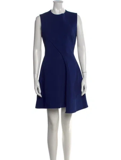 Pre-owned Victoria Beckham Crew Neck Mini Dress In Blue