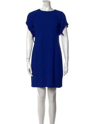 Pre-owned Victoria Beckham Crew Neck Mini Dress In Blue