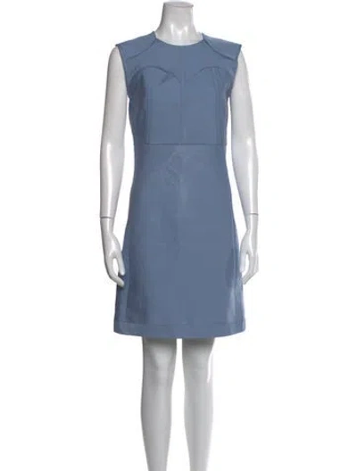 Pre-owned Victoria Beckham Crew Neck Mini Dress In Blue