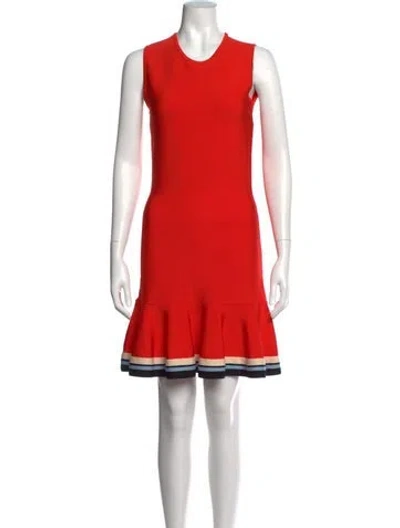 Pre-owned Victoria Beckham Crew Neck Mini Dress In Orange