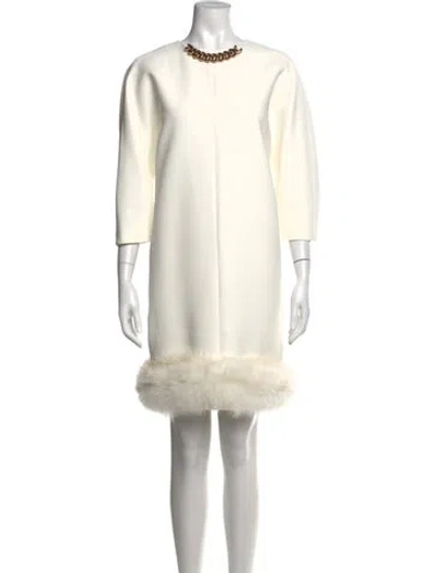 Pre-owned Victoria Beckham Crew Neck Mini Dress In White