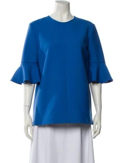 Pre-owned Victoria Beckham Crew Neck Short Sleeve Blouse In Blue