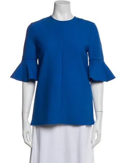 Pre-owned Victoria Beckham Crew Neck Short Sleeve Blouse In Blue