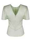 Victoria Beckham Crew-neck Short-sleeve Blouse In Green