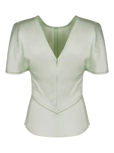 VICTORIA BECKHAM CREW-NECK SHORT-SLEEVE BLOUSE