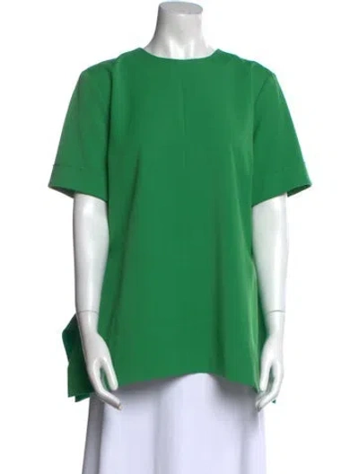 Pre-owned Victoria Beckham Crew Neck Short Sleeve Blouse In Green
