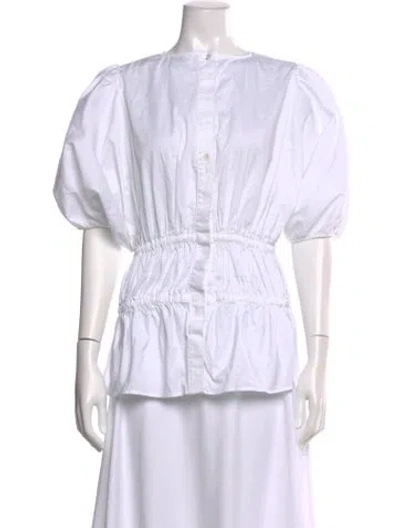 Pre-owned Victoria Beckham Crew Neck Short Sleeve Blouse In Neutral