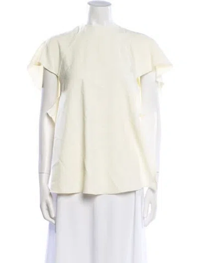 Pre-owned Victoria Beckham Crew Neck Short Sleeve Blouse W/ Tags In Neutral