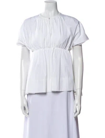 Pre-owned Victoria Beckham Crew Neck Short Sleeve Blouse In White