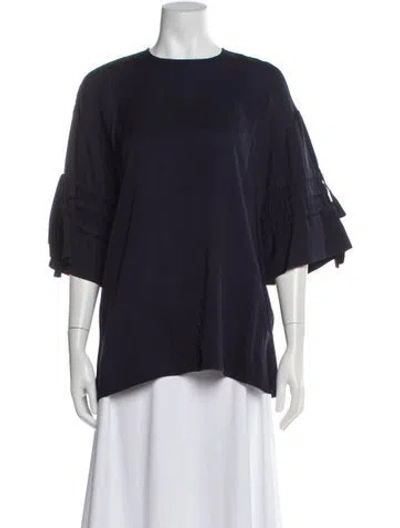 Pre-owned Victoria Beckham Crew Neck Three-quarter Sleeve Blouse In Purple