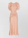Victoria Beckham Light Pink Damask Dress With Gathering