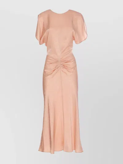 VICTORIA BECKHAM CREWNECK GATHERED DRESS RUCHED DETAIL