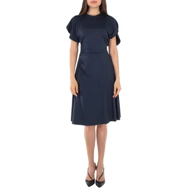 Victoria Beckham Crewneck Gathered Midi Dress In Blue