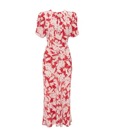 Victoria Beckham Crewneck Printed Cady Midi Dress