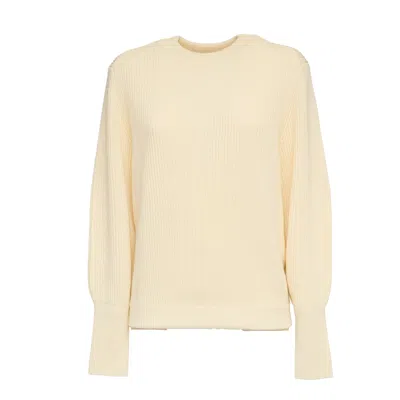 Victoria Beckham Crewneck Ribbed Knit Regular Sweater In Neutral