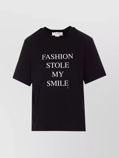 Victoria Beckham Graphic Print Crew Neck T-shirt In Black Fashion Stole My Smile