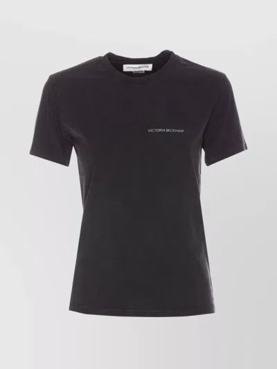 Victoria Beckham Organic Cotton Half Sleeve T-shirt In Black