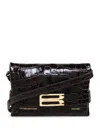 Victoria Beckham Frame Embossed-crocodile Crossbody Bag In Brown