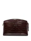 Victoria Beckham Croc-embossed Clutch Bag In Brown