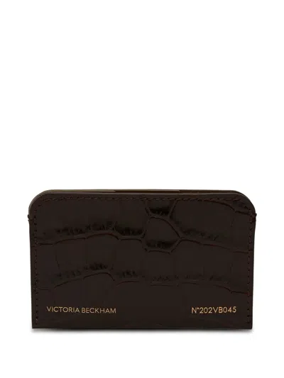 Victoria Beckham Croco-effect Cardholder In Brown
