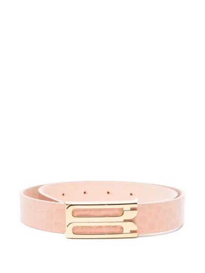 Victoria Beckham Crocodile-embossed Belt In Pink